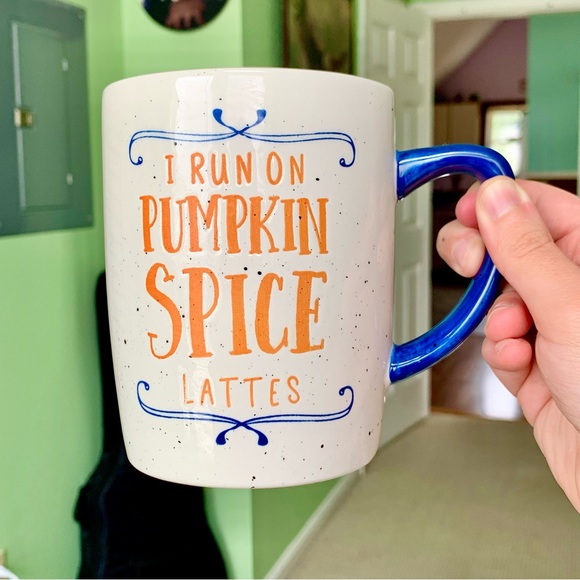 Other - 🎃 October Pumpkin Spice Latte Lover Fall Autumn Tall Ceramic Blue Handle Mug
